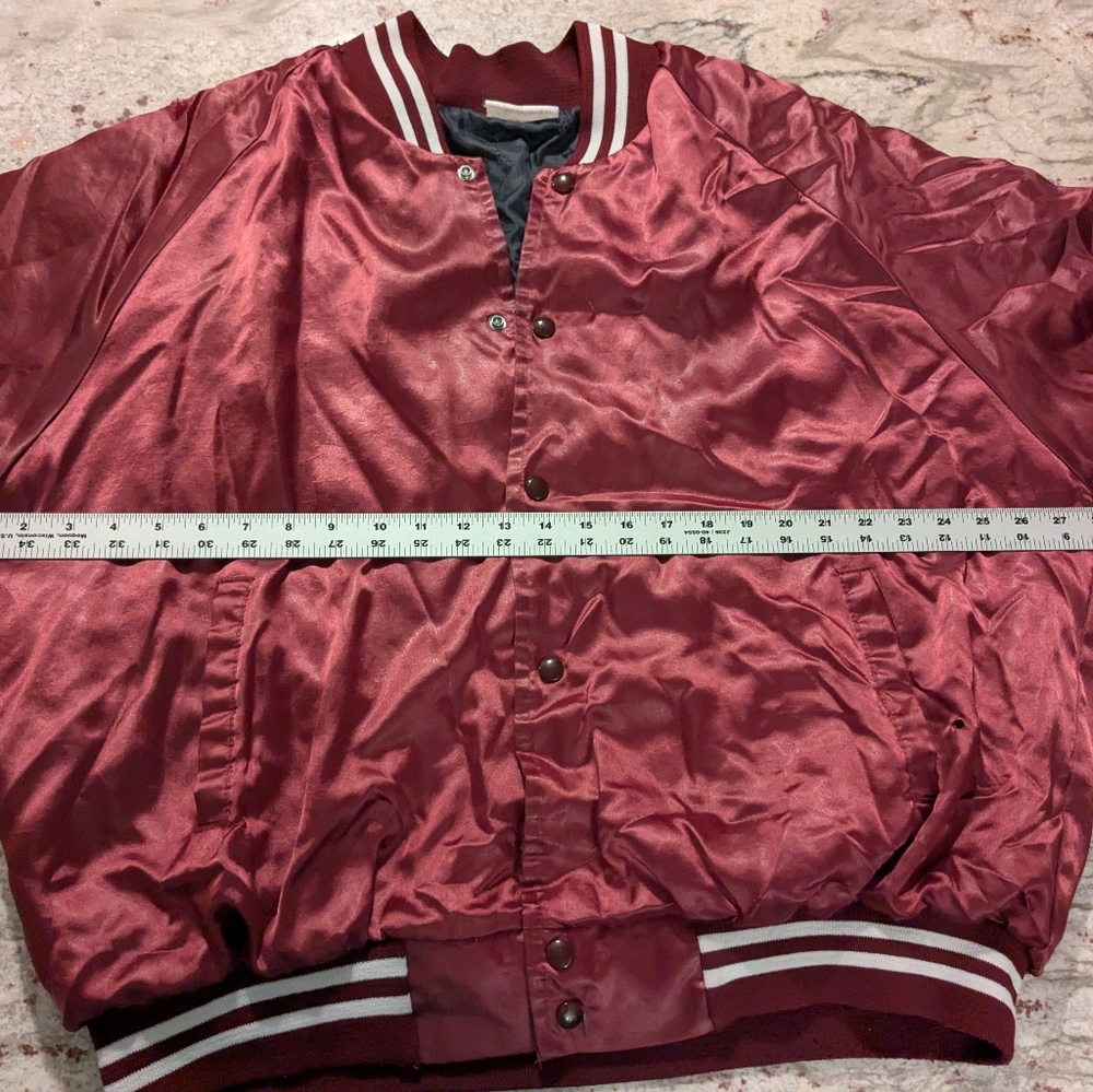 Vintage 80s Bomber Jacket Mens XXL Snap Front Striped Cuff Quilted Lining READ